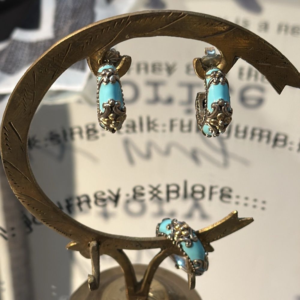 Barbara Bixby .975 SS and Turquoise ring and matching earrings.